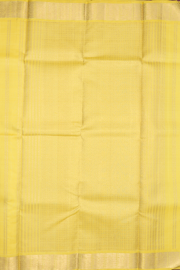 Kanchipuram Silk Saree In Yellow With Zari Buttas
