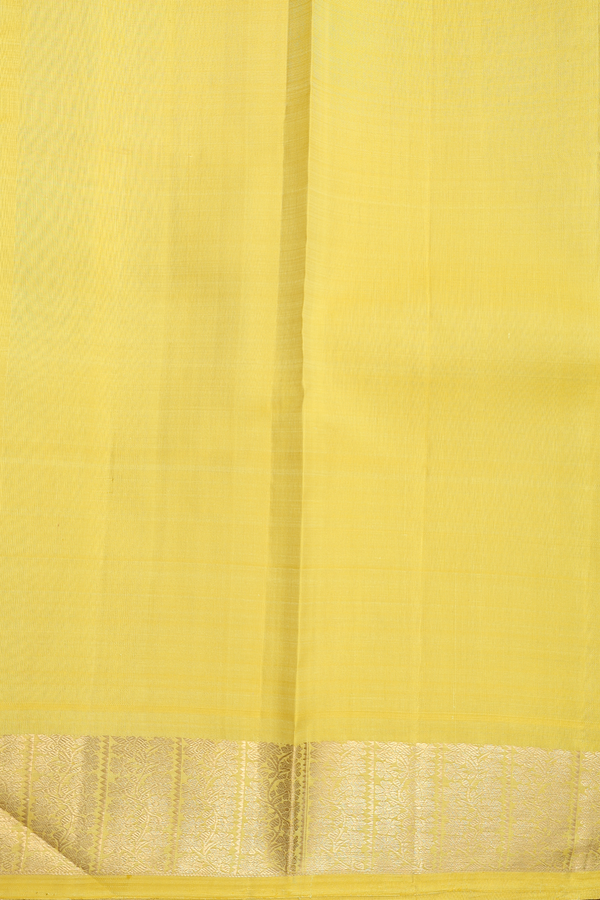 Kanchipuram Silk Saree In Yellow With Zari Buttas