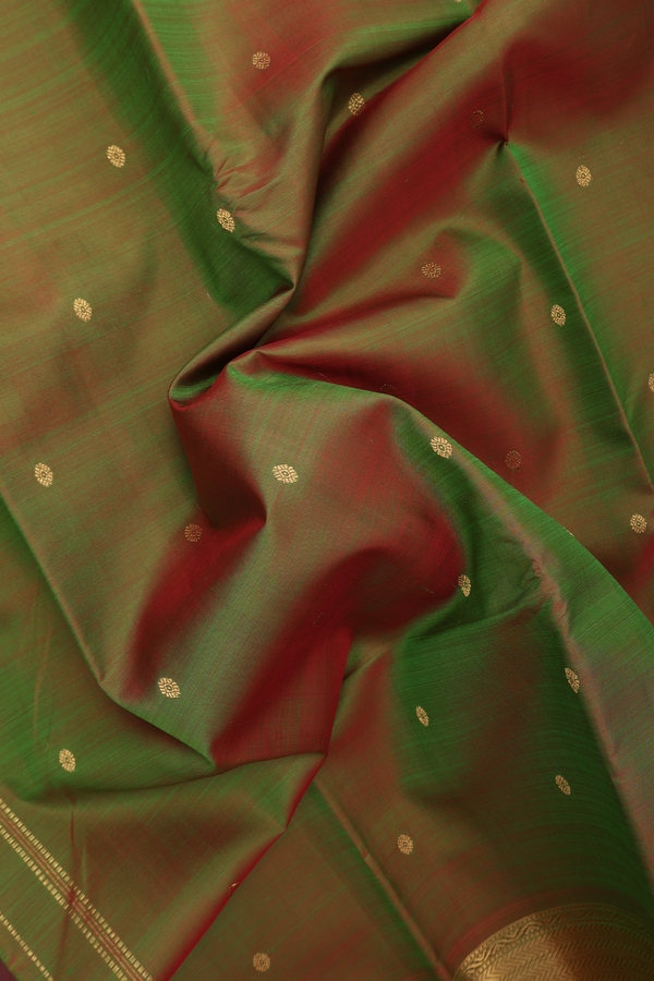 Kanchipuram Silk Saree In Dual Tone With Zari Buttas