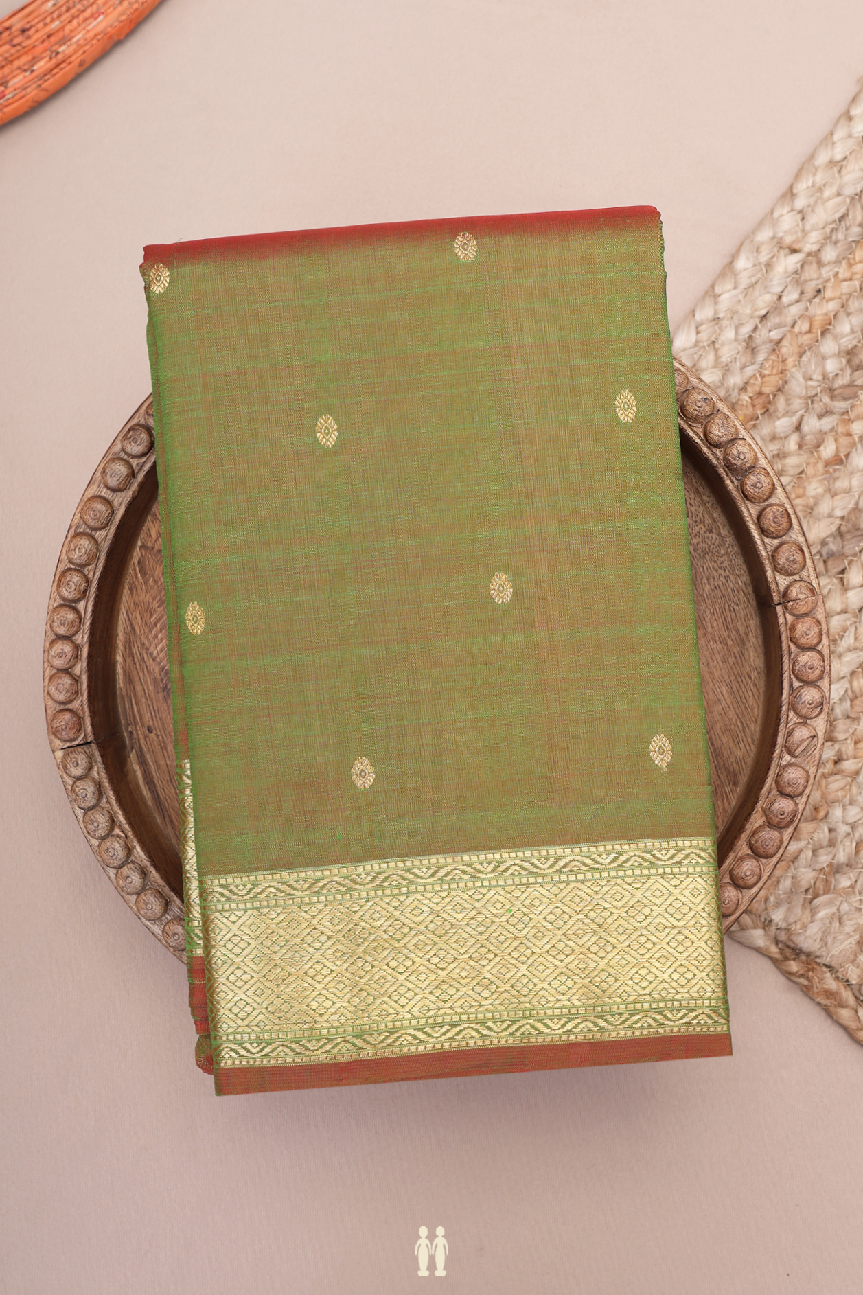 Kanchipuram Silk Saree In Dual Tone With Zari Buttas