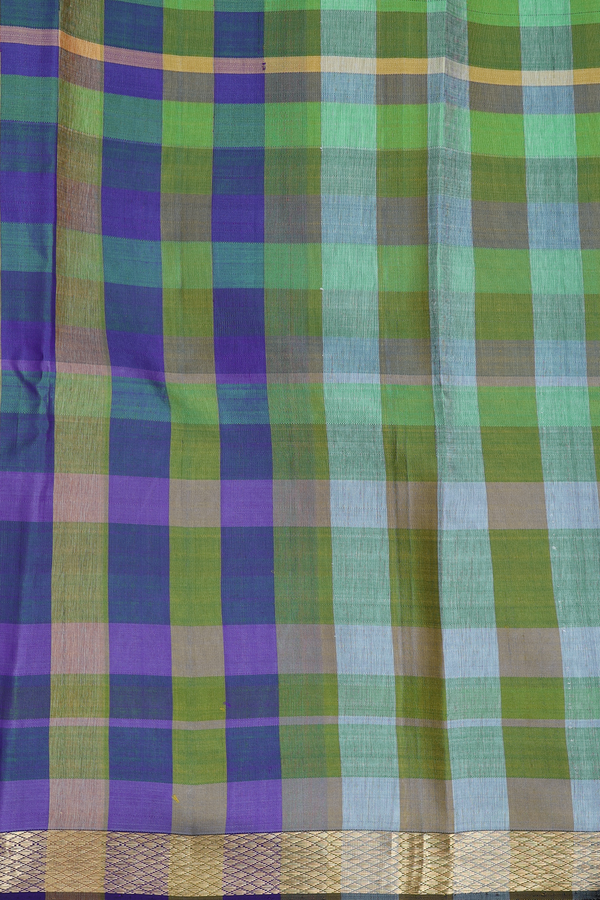 Kanchipuram Silk Saree In Multicolor With Checks Design