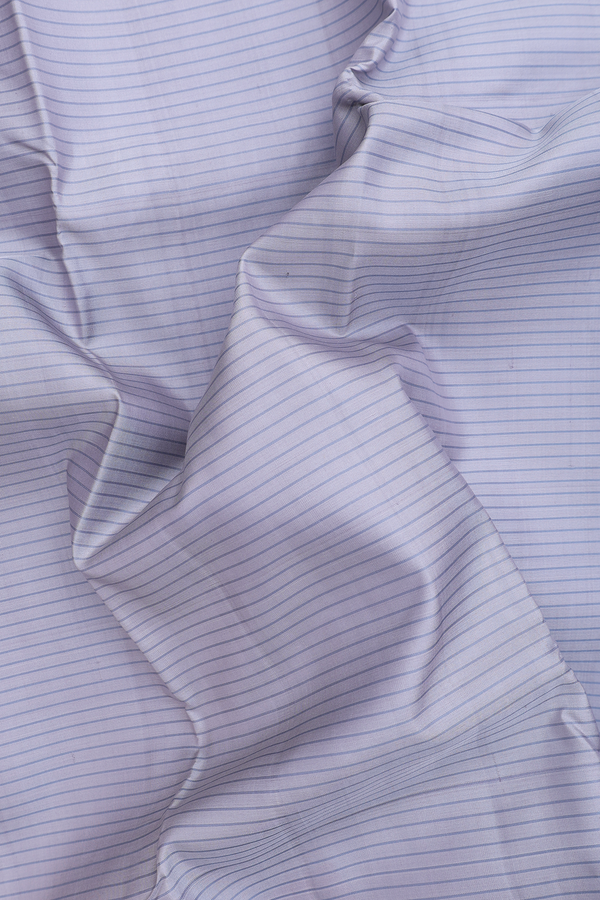 Kanchipuram Silk Saree In Grey With Stripes Design