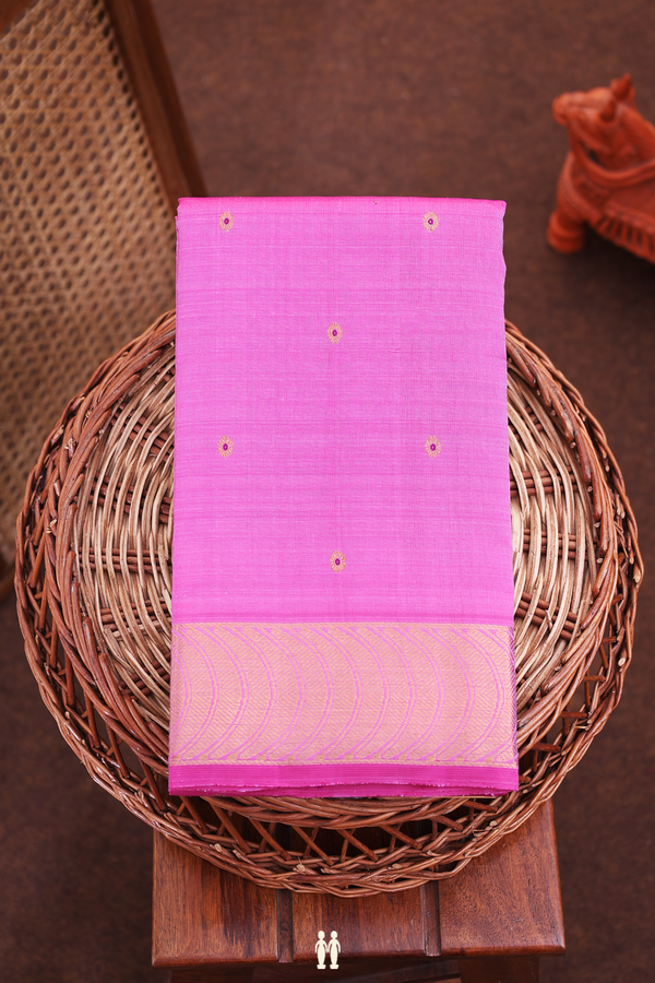 Kanchipuram Silk Saree In Pink With Floral Buttis