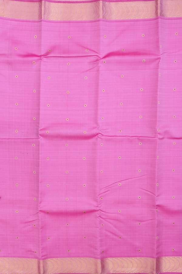 Kanchipuram Silk Saree In Pink With Floral Buttis
