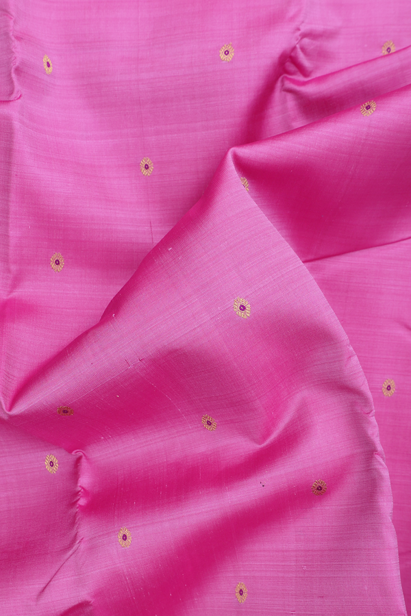 Kanchipuram Silk Saree In Pink With Floral Buttis