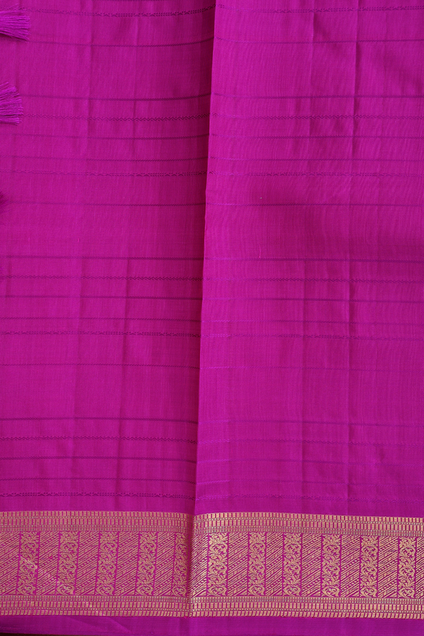 Kanchipuram Silk Saree In Pink With Stripes Design