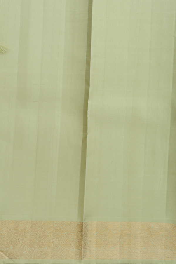 Kanchipuram Silk Saree In Pastel Green With Zari Buttas