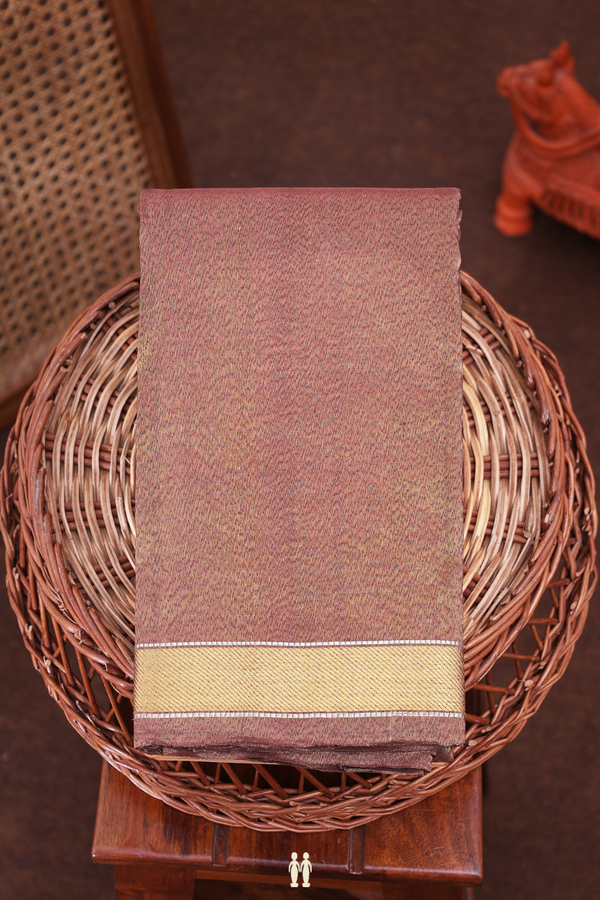 Kanchipuram Silk Saree In Brown With Twill Weave Border