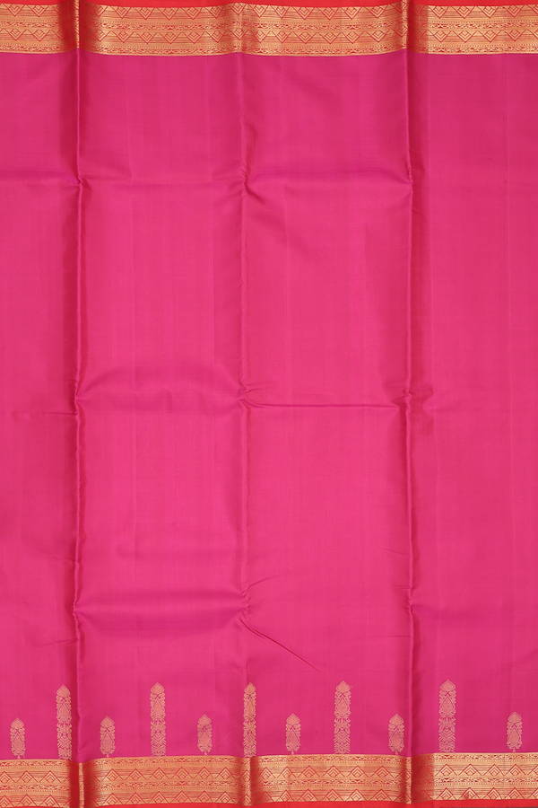 Kanchipuram Silk Saree In Rani Pink With Contrast Border