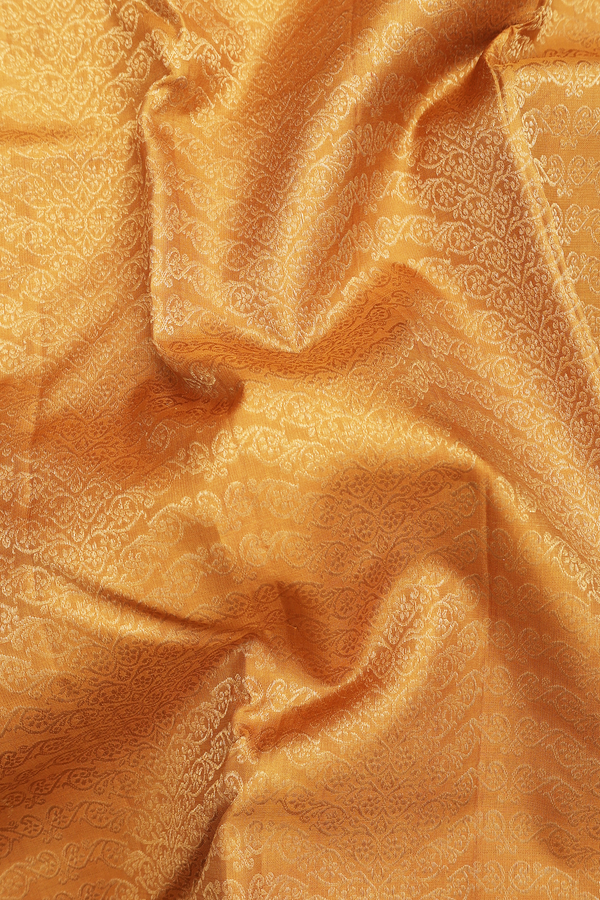Kanchipuram Silk Saree In Golden Yellow With Brocade Design