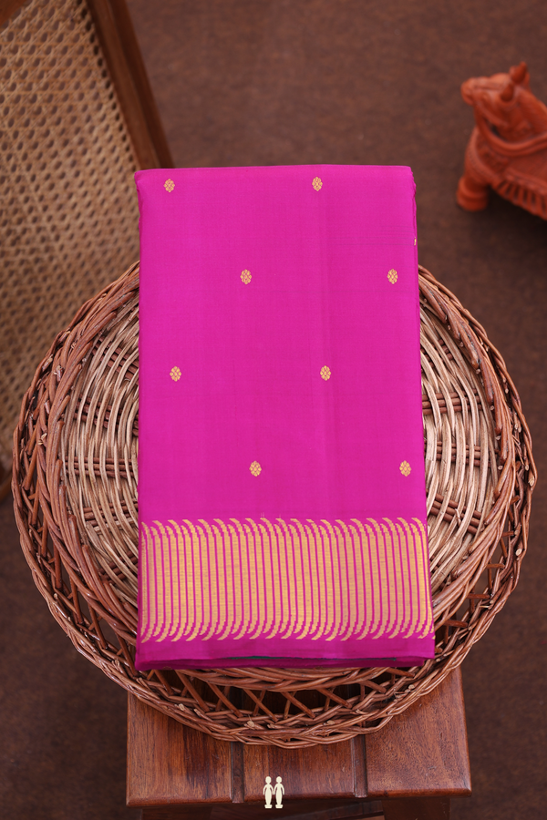 Kanchipuram Silk Saree In Purple Rose With Floral Buttis