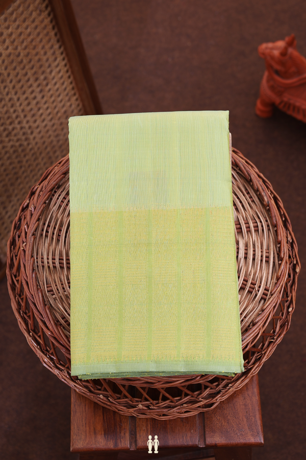 Kanchipuram Silk Saree In Plain Green With Zari Border