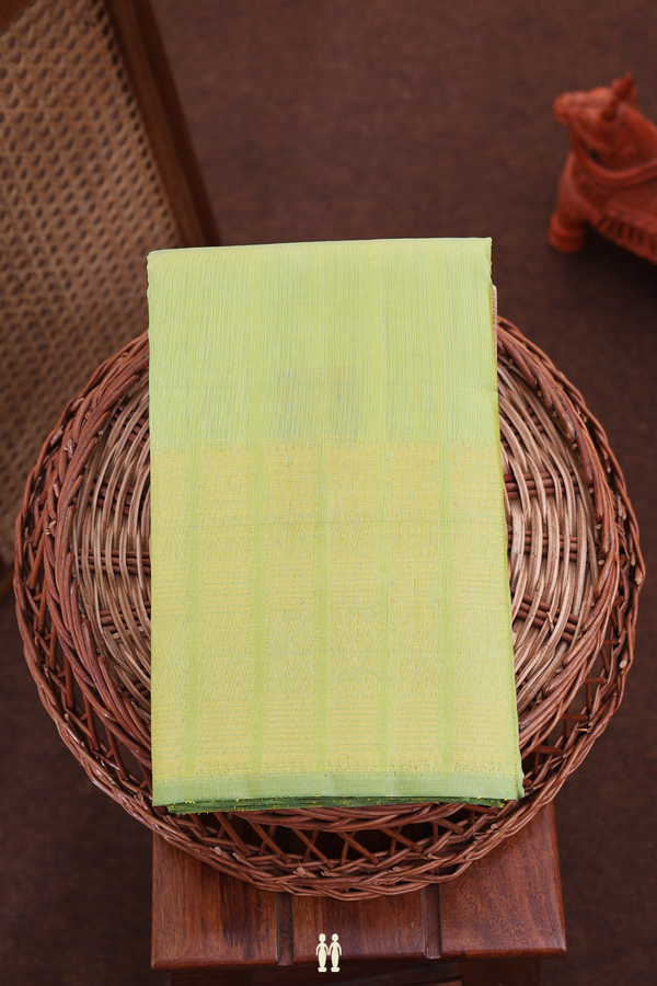 Kanchipuram Silk Saree In Plain Green With Zari Border