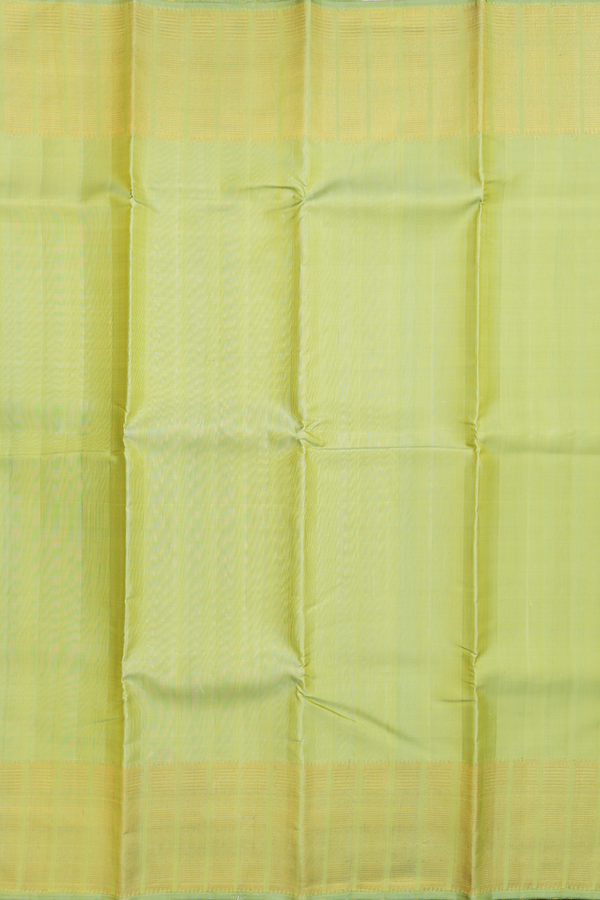 Kanchipuram Silk Saree In Plain Green With Zari Border