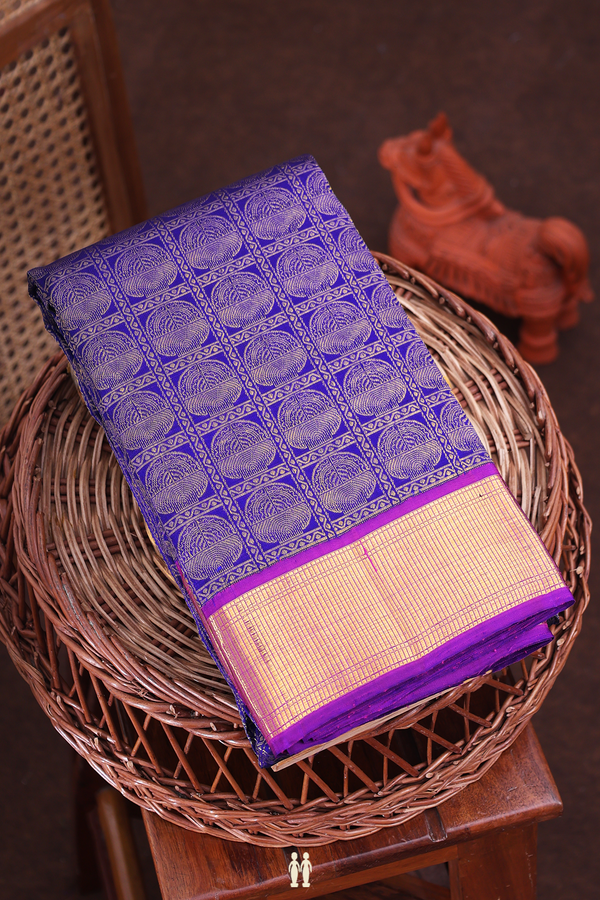 Kanchipuram Silk Saree In Royal Blue With Brocade Design