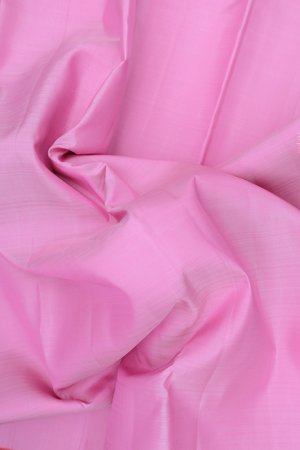 Kanchipuram Silk Saree In Pink With Peacock Border