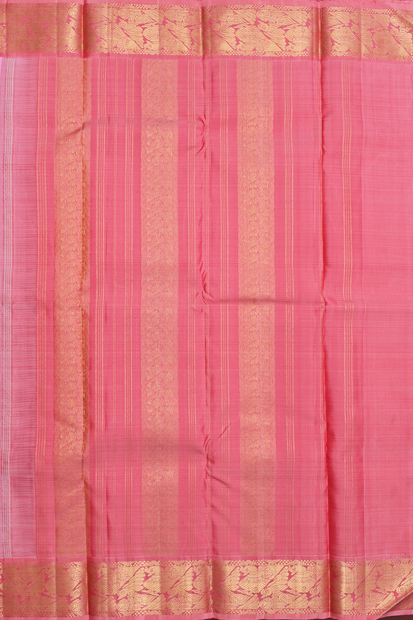 Kanchipuram Silk Saree In Pink With Peacock Border
