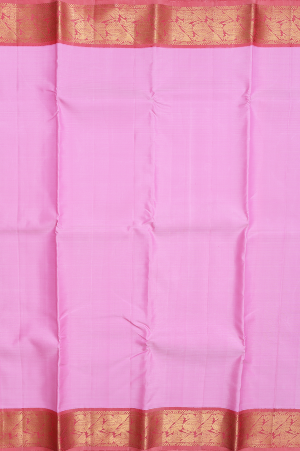 Kanchipuram Silk Saree In Pink With Peacock Border