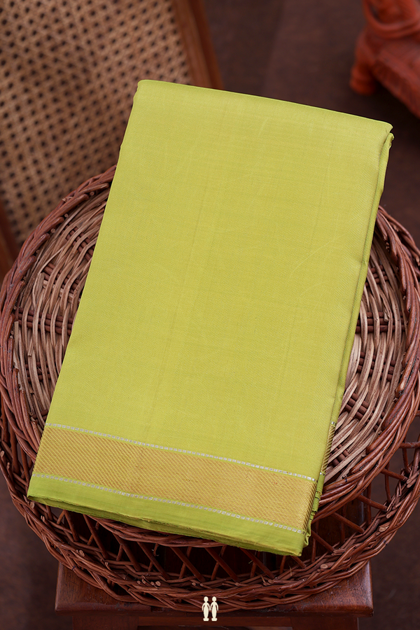 Kanchipuram Silk Saree In Pear Green With Twill Weave Border