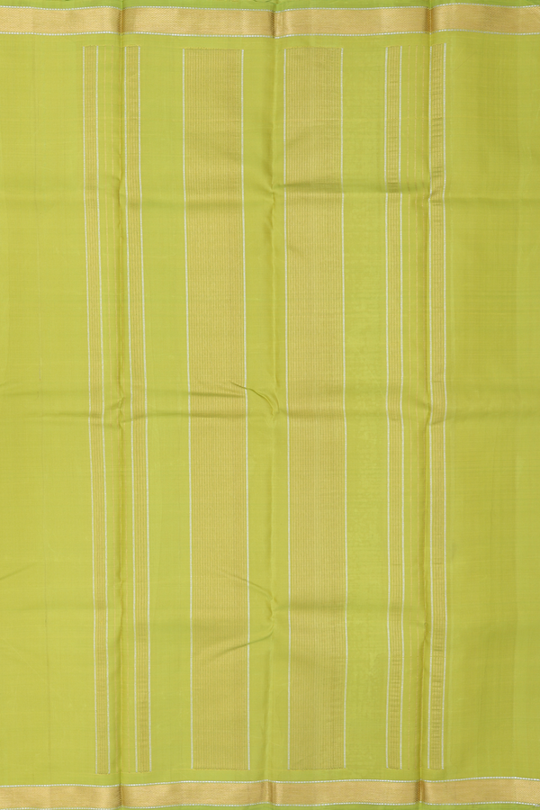 Kanchipuram Silk Saree In Pear Green With Twill Weave Border