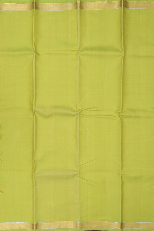 Kanchipuram Silk Saree In Pear Green With Twill Weave Border