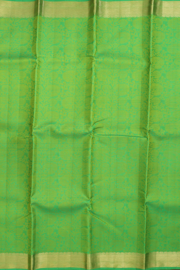 Kanchipuram Silk Saree In Parrot Green With Jacquard Pattern