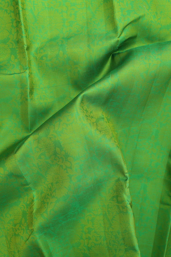 Kanchipuram Silk Saree In Parrot Green With Jacquard Pattern