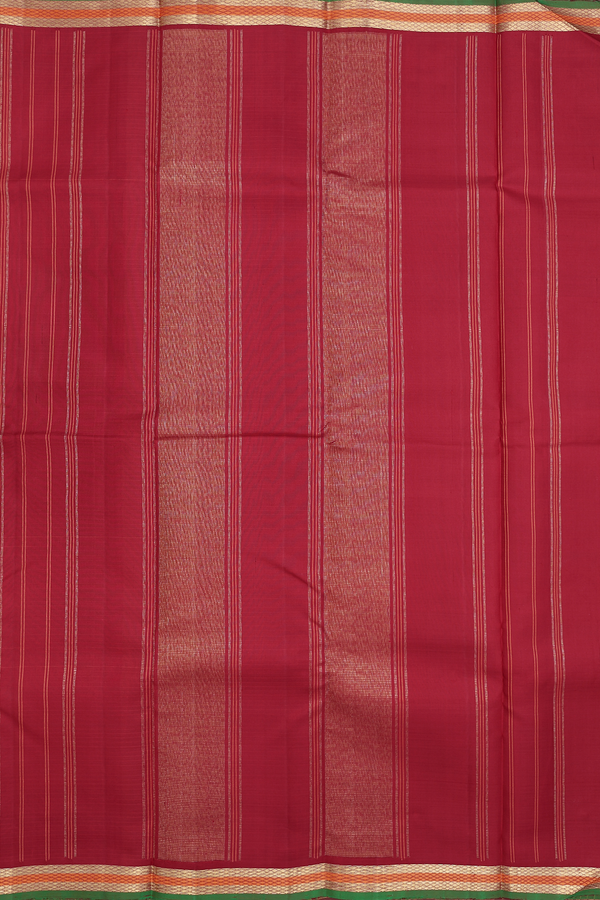 Kanchipuram Silk Saree In Crimson Red With Checks Design