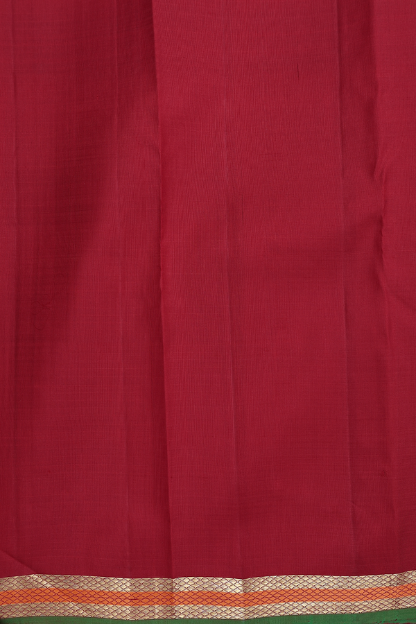 Kanchipuram Silk Saree In Crimson Red With Checks Design