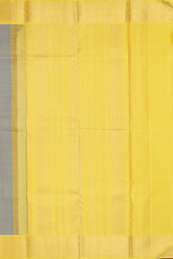 Kanchipuram Silk Saree In Plain Sage Green With Korvai Border
