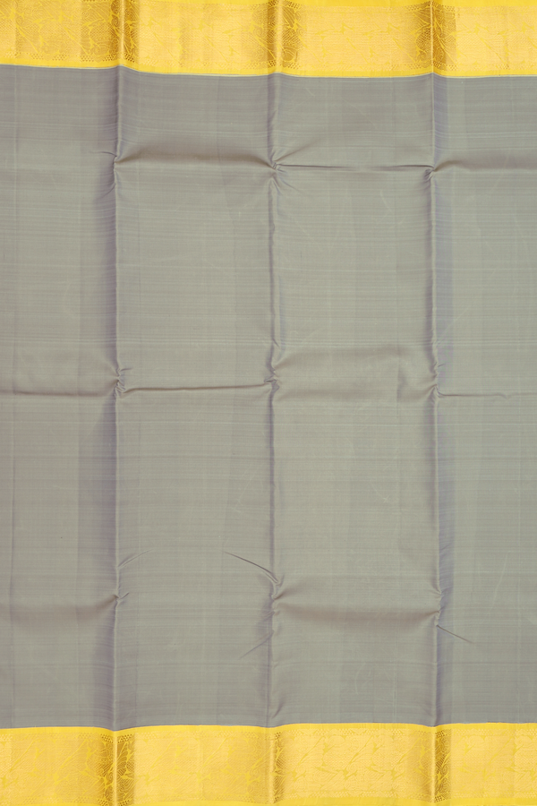 Kanchipuram Silk Saree In Plain Sage Green With Korvai Border