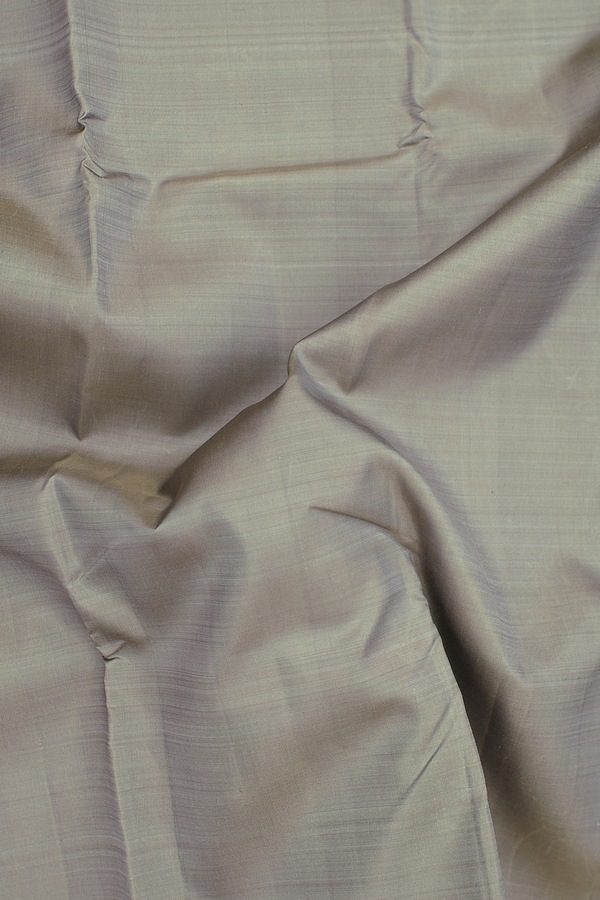 Kanchipuram Silk Saree In Plain Sage Green With Korvai Border