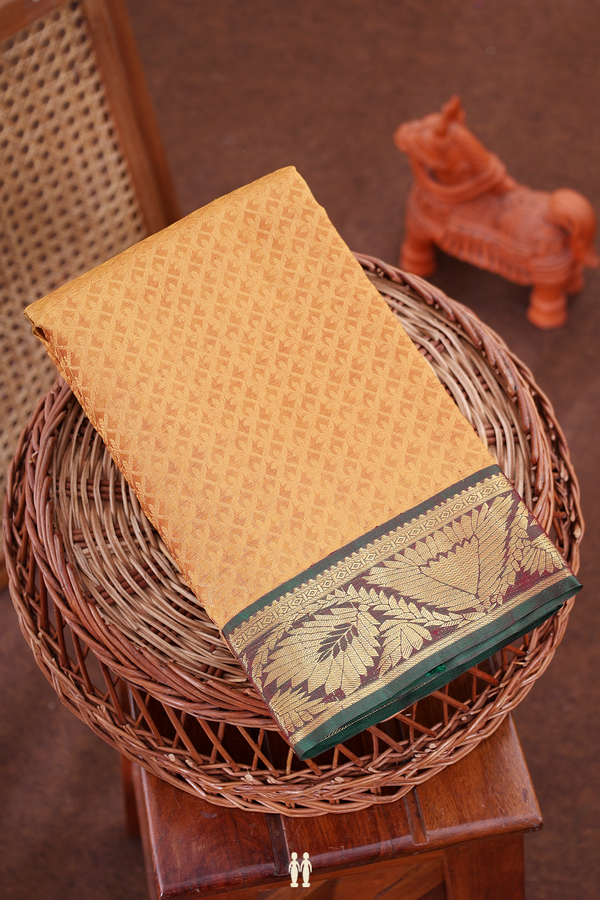 Kanchipuram Silk Saree In Brown With Brocade Design