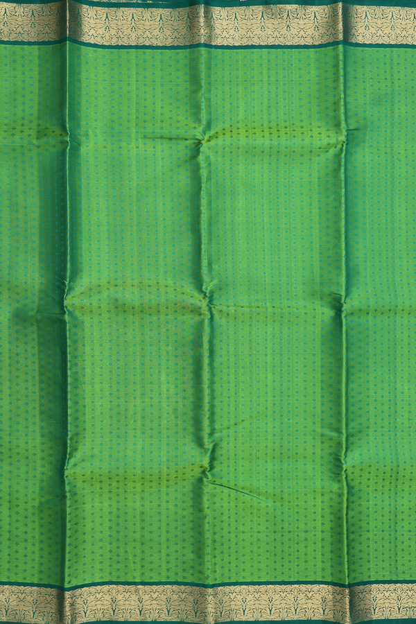 Kanchipuram Silk Saree In Parrot Green With Jacquard Pattern