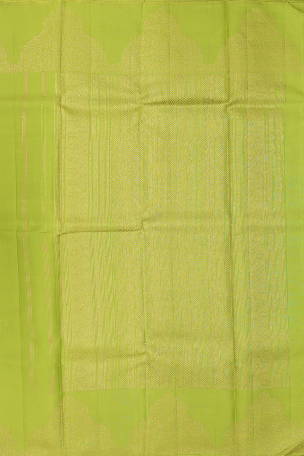 Kanchipuram Silk Saree In Lime Green With Zari Border