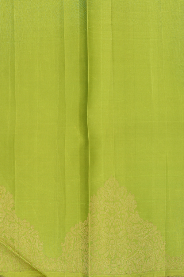 Kanchipuram Silk Saree In Lime Green With Zari Border