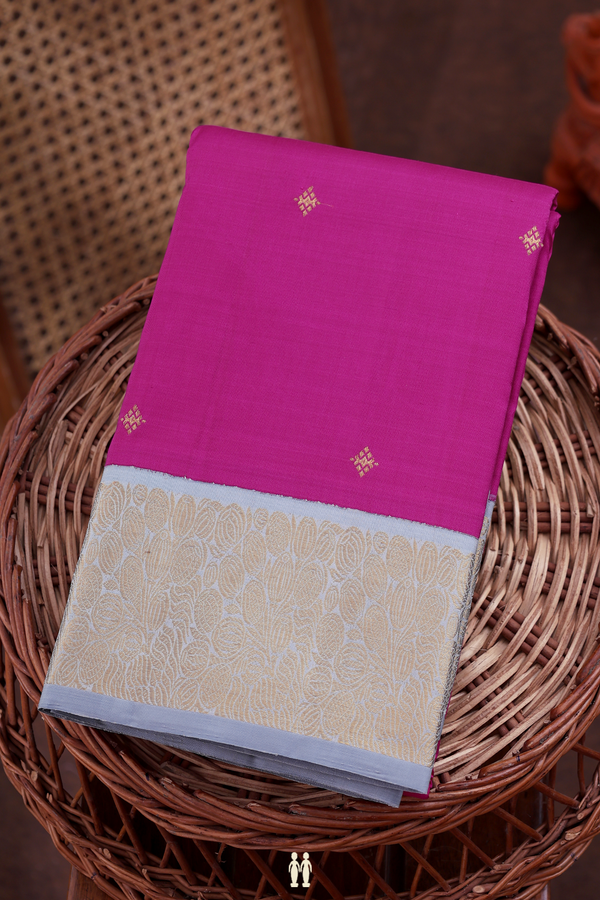 Kanchipuram Silk Saree In Magenta With Diamond Buttas