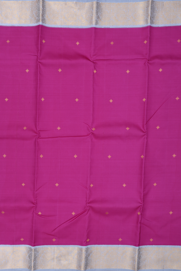Kanchipuram Silk Saree In Magenta With Diamond Buttas