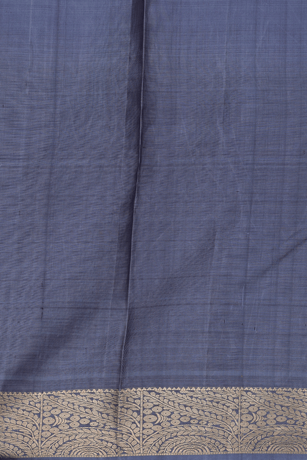 Kanchipuram Silk Saree In Grey With Floral Buttas