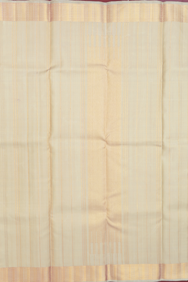 Kanchipuram Silk Saree In Pastel Khaki With Zari Border