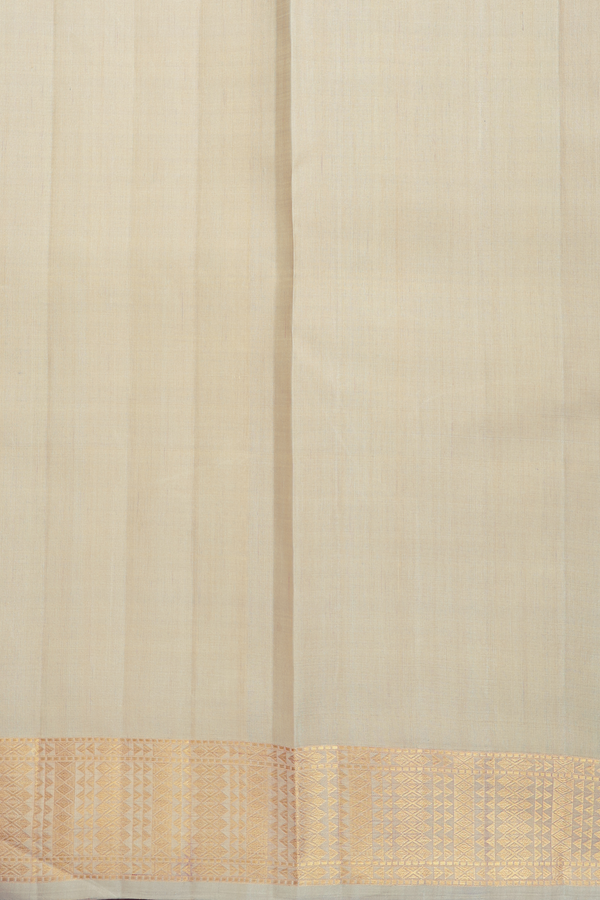 Kanchipuram Silk Saree In Pastel Khaki With Zari Border