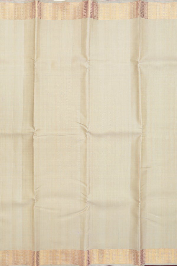 Kanchipuram Silk Saree In Pastel Khaki With Zari Border