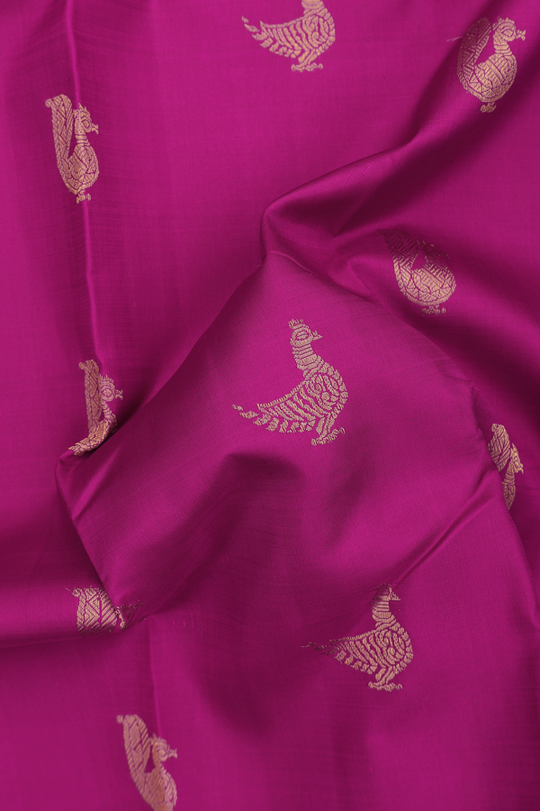 Kanchipuram Silk Saree In Berry Purple With Peacock Buttas