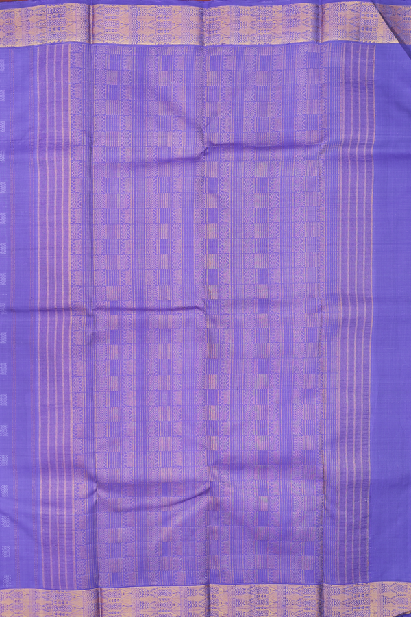 Kanchipuram Silk Saree In Violet With Threadwork Buttas