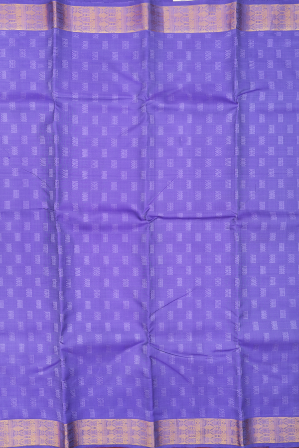 Kanchipuram Silk Saree In Violet With Threadwork Buttas