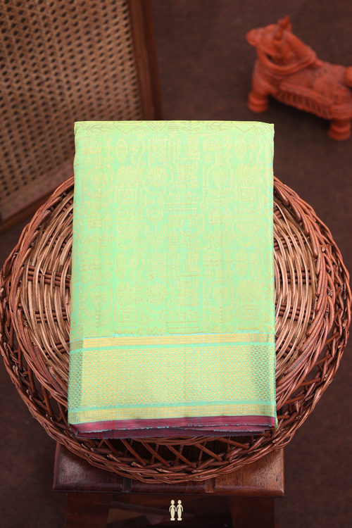 Kanchipuram Silk Saree In Green With Brocade Design