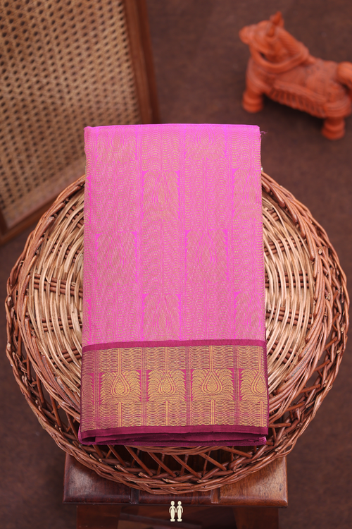 Kanchipuram Silk Saree In Pink With Brocade Design