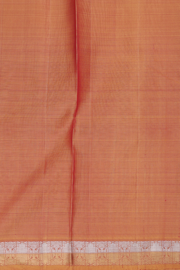 Kanchipuram Silk Saree In Orange With Chakram Buttas