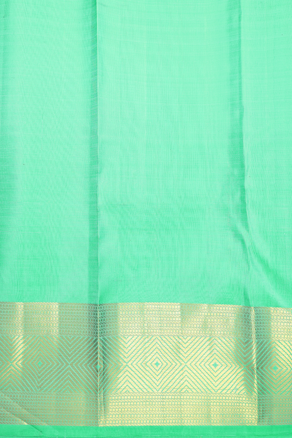 Kanchipuram Silk Saree In Aqua Green With Zari Buttas
