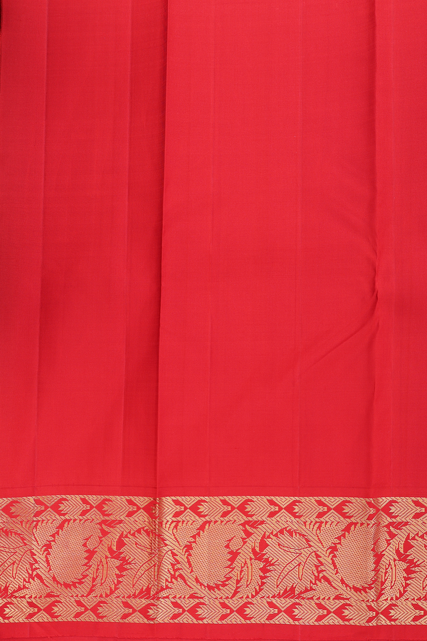 Kanchipuram Silk Saree In Saffron Yellow With Contrast Border